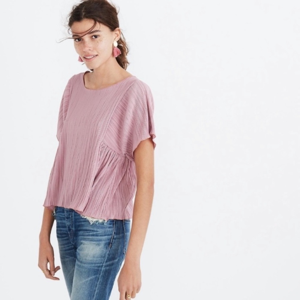 Madewell Pleated Flutter Sleeve Top